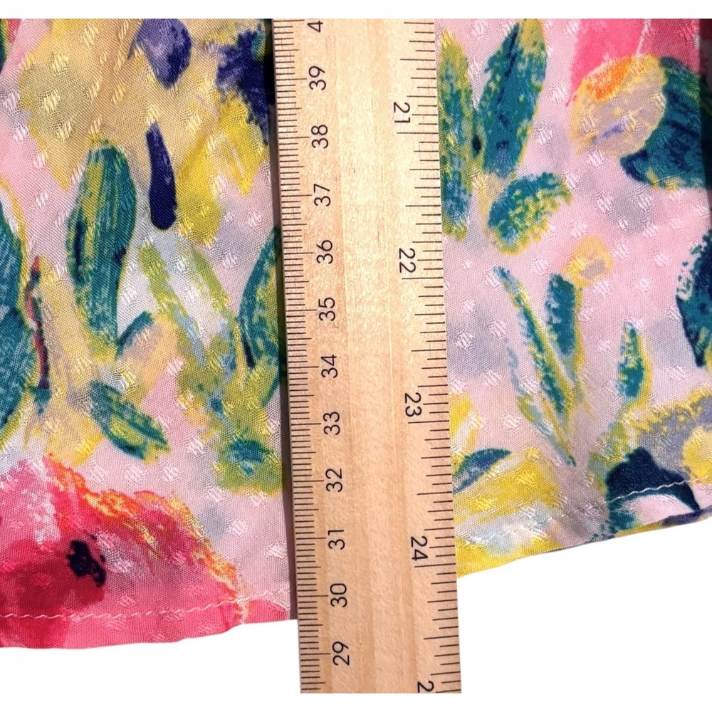 Forever 21 Floral Tank Top Sz L Tie Waist  Pink Yellow Blue Boho Festival Soft‎ - Picture 6 of 7